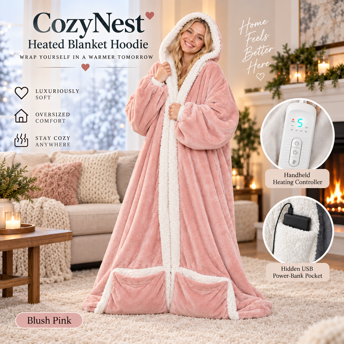 CozyNest™ Heated Blanket Hoodie