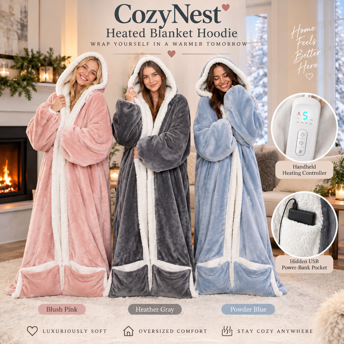 CozyNest™ Heated Blanket Hoodie